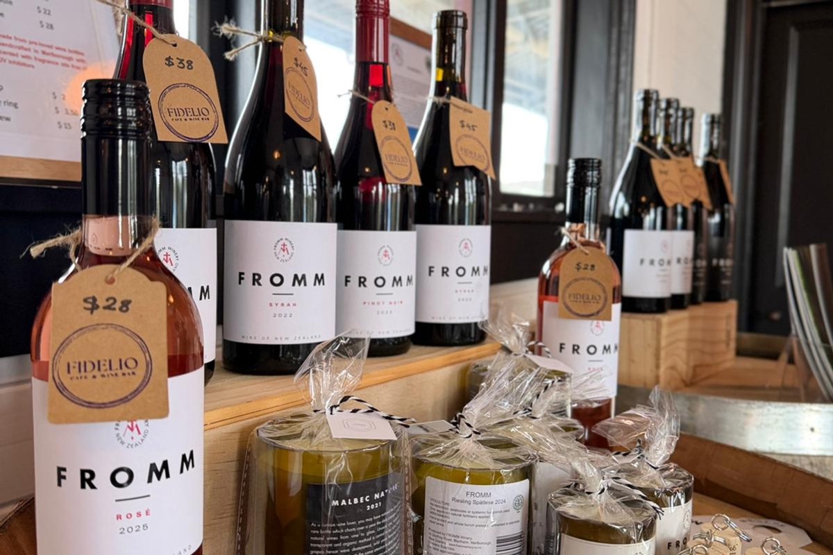 Bottles from the boutique producers Fidelio pours